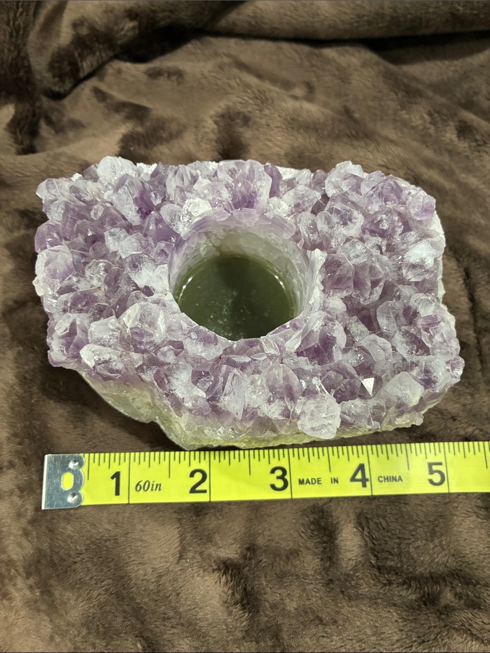 Amethyst Crystal Tealight Candle Holder - Purple Gem Accent - Picture 13 of 13